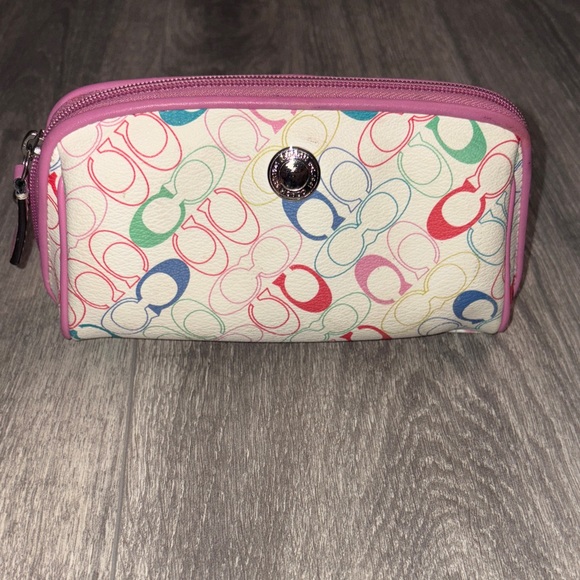 Coach Handbags - Coach Pink Multicolor Signature Wristlet